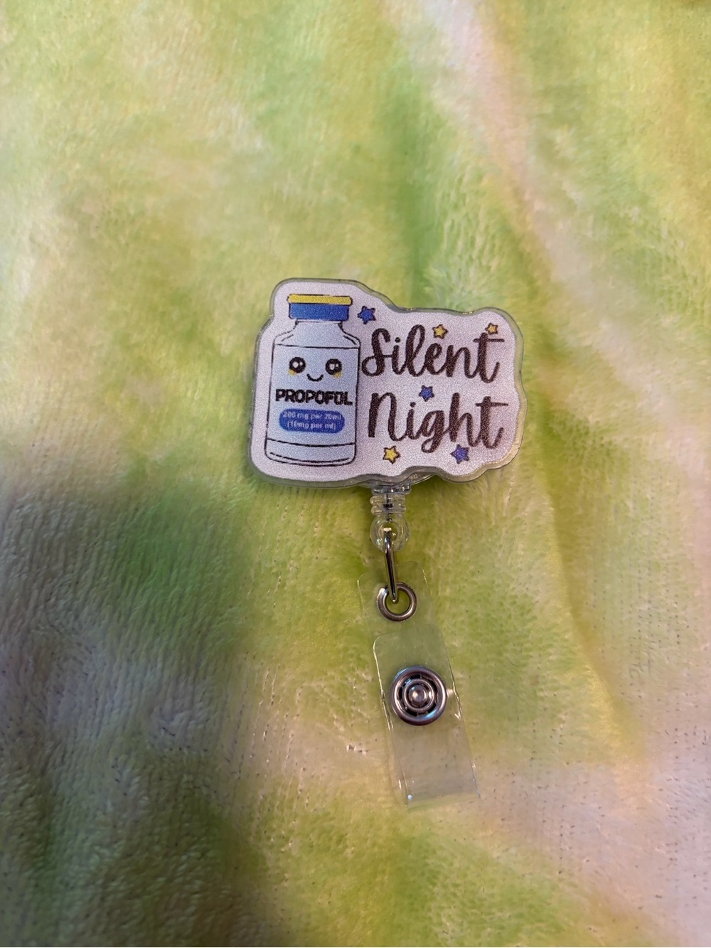 Green 'Silent Night' Propofol Badge Reel – Retractable ID Holder